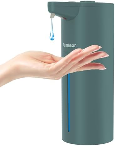 Aunmaon Automatic Soap Dispenser Touchless, Modern, Kitchen & Bathroom, Hands-Free, Adjustable Volume, Long Battery Life, Compatible with Thick & Thin Soap, Easy for Toddlers, Clog-Free, Green by Aunmaon