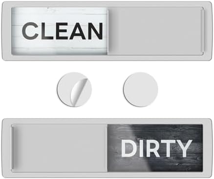 KitchenTour Dishwasher Magnet Clean Dirty Sign, Strong Magnet Clean Dirty Sign for Dishwasher, Farmhouse Wood Design Non-Scratch Dish Washer Indicator Kitchen Decor, Silver by KKitchenTour