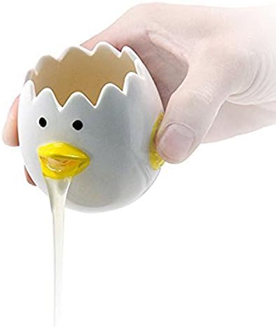 LuoCoCo Cute Egg Separator, Ceramics Vomiting Chicken Egg Yolk White Separator, Practical Household Small Egg Filter Splitter, Kitchen Gadget Baking Assistant Tool, Dishwasher Safe (Yellow) by AMZWISH