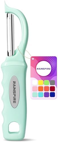 Rainspire Vegetable Peeler Potato Peelers for Kitchen, Sharp Stainless Steel Blades Veggie, Comfortable Handle Fruit Peeler, Carrot Peeler Apple Peeler Dishwasher Safe, Mint Green, 1-Pack by Rainspire