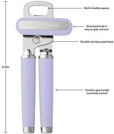 KitchenAid Classic Multifunction Can Opener and Bottle Opener Easy to Use, Razor Sharp Stainless Steel Cutting Wheel, Soft Ergonomic Handles, Lavendar Cream - Image 3