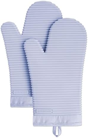 KITCHENAID Ribbed Soft Silicone Oven Mitt 2-Pack Set, 7.5"x13", Lavender Cream by KitchenAid
