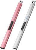 MEIRUBY 2 Pack Electric Candle Lighter, Christmas Stocking Stuffers Gifts for Women Mom Men Wife Sister, USB Arc Rechargeable Windproof Long Lighter for Candle BBQ Housewarming Birthday Gifts Idals by MEIRUBY