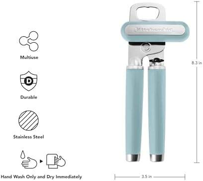 KitchenAid Classic Multifunction Can Opener and Bottle Opener Easy to Use, Razor Sharp Stainless Steel Cutting Wheel, Soft Ergonomic Handles, Mineral Water, 8.34-Inch (Pack of 12) - Image 2