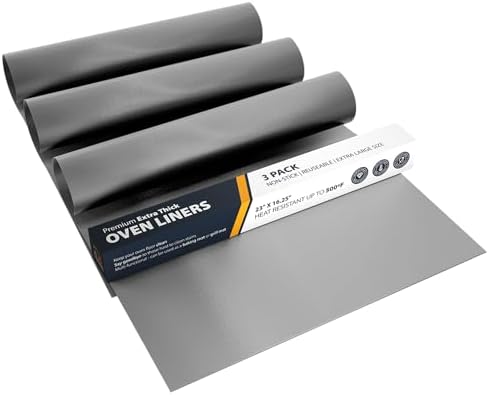 Oven Liners for Bottom of Oven - 3 Pack Large Heavy Duty Mats, 16.25”x23” Non-Stick Reusable Liner for Electric, Gas, Toasters, Grills - BPA & PFOA Free Kitchen Accessory to Keep It Clean (Silver) by LindasEssentials