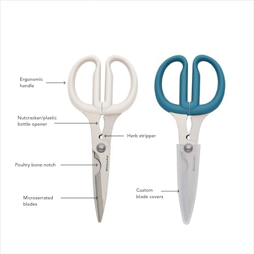 KitchenAid Multipurpose Shear Set, Versatile Scissors with Nutcracker, Bottle Opener, Ergonomic Handles with Protective Blade Covers, 2-Piece - Image 6