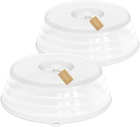 WVM Microwave Splatter Cover Vented for Food with Hook Hole, Splatter Guard & Colander Kitchen Gadget for Food, Meal Prep, Clear, M(11"x3.26")-Pack of 2 by WVM
