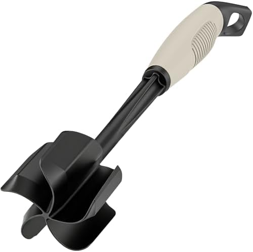 Ourokhome Meat Chopper and Potato Masher, Heat Resistant Nylon Ground Beef Smasher for Hamburger, 5 Curved Blades Nonstick Safe Mixer & Stirrer, Practical Kitchen Gadgets, Almond by Ourokhome