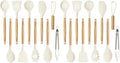 CAROTE Silicone Cooking Utensils Set, Kitchen Utensils Set 10 Pcs for cooking, BPA Free Spatula Set with Heat Resistant Wood Handles for Nonstick Cookware (Cream White) (Pack of 2) by CAROTE