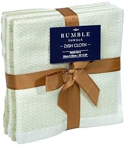 Bumble Premium Dish Cloths 13"x13" (6 Pack) | 100% Natural Ring Spun Cotton | 400 GSM | Highly Absorbent & Soft |Yarn Dyed & Solid Dyed Terry Dish Cloth Set - Sage - Image 7