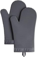 KITCHENAID Ribbed Soft Silicone Oven Mitt 2-Pack Set, 7.5"x13", Charcoal Grey by KitchenAid