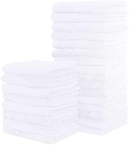Sunny zzzZZ 24 Pack Kitchen Dishcloths - Does Not Shed Fluff - Reusable Dish Towels, Dish Cloths, Super Absorbent Coral Fleece Cleaning Cloths, Nonstick Oil Washable Fast Drying, 7 x 9 Inch (White) by Sunny+zzzZZ