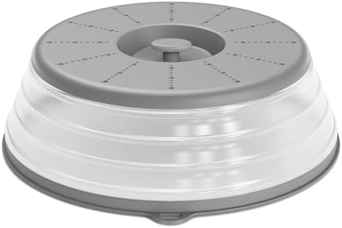 WVM Microwave Splatter Cover Vented for Food with Hook Hole, Splatter Guard & Colander Kitchen Gadget for Food, Meal Prep, Grey, L(13.39"x3.94")-Pack of 1 by WVM