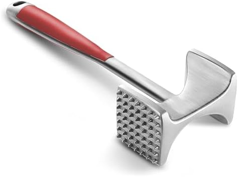 KITEXPERT Meat Tenderizer Hammer with Comfortable-Grip Handle, Dual-side Mallet for Kitchen, Heavy Duty Pounder For Tenderizing Steak, Beef and Fish, Red by KITEXPERTkitchenpartner