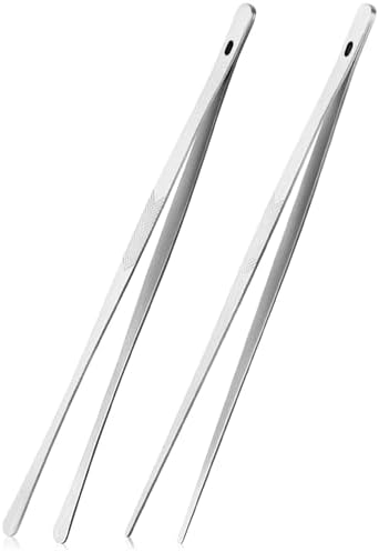 ChefBee 2PCS 12" Stainless Steel Kitchen Tongs Tweezers with Serrated Tips by ChefBee