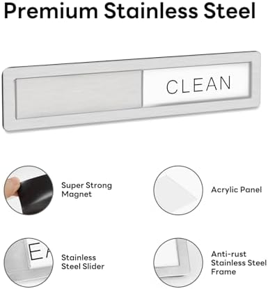 KitchenTour Dishwasher Magnet Clean Dirty Sign, Premium Stainless Steel - Image 4