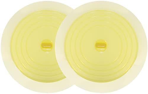 V-TOP Bathtub Drain Plug 2 Pack, 6 inches Large Silicone Tub Stopper Hair Stopper Flat Suction Cover for Kitchen Bathroom and Laundry (Yellow Transparent) by V-TOP