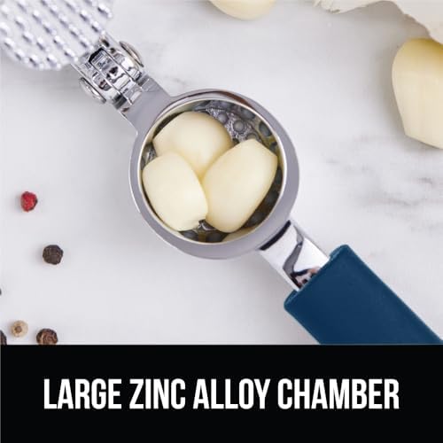 GORILLA GRIP Garlic Peeler and Press Set, Heavy Duty Mincer, Blue - Image 4