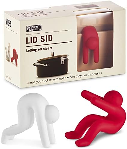 Lid Sid: Pot Lid Lifter | Pot Lid Holder that Keeps Pot from Boiling over | Helpful Kitchen Gadget to Reduce Soups and Stews | Cool Kitchen Gadgets & Cute Kitchen Accessories | by Monkey Business by MonkeyBusinessDesign