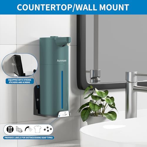 Aunmaon Automatic Soap Dispenser Touchless, Modern, Kitchen & Bathroom, Hands-Free, Adjustable Volume, Long Battery Life, Compatible with Thick & Thin Soap, Easy for Toddlers, Clog-Free, Green - Image 4