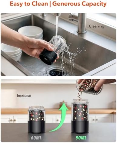 TOMEEM Electric Salt and Pepper Grinder Set with LED Lights - Image 5