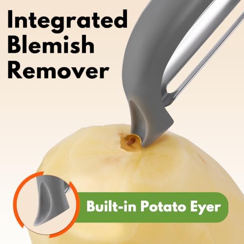 Rainspire Vegetable Peeler Potato Peelers for Kitchen, Sharp Stainless Steel Blades Veggie, Comfortable Handle Fruit Peeler, Carrot Peeler Apple Peeler Dishwasher Safe, Grey, 2-Pack - Image 5