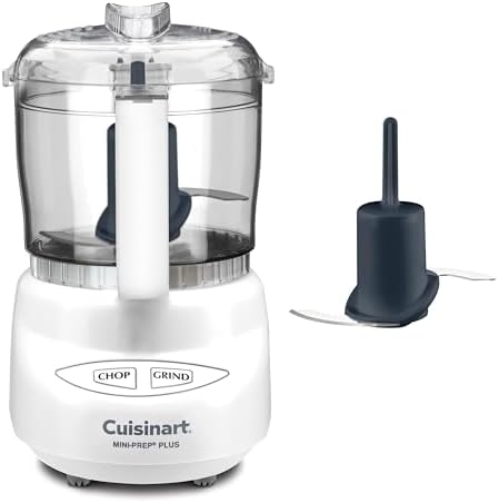 Cuisinart Mini-Prep Plus Food Processor, 3 Cup Mini Food Processor to Chop Herbs, Vegetables, and Hard Cheese, 3 Cup Work Bowl, Reversible Stainless Steel Blade, DLC-2A, White by Cuisinart