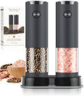 Electric Salt and Pepper Grinder Set Automatic Battery Pepper Mill Shakers Adjustable Coarseness Upgraded Larger Capacity with Led Home and Kitchen Appliances(Dark Gray) by ioion