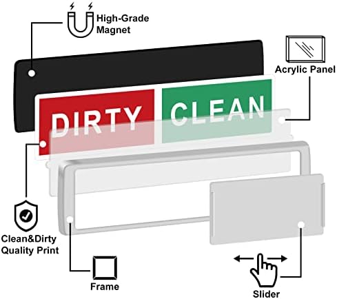 KitchenTour Clean Dirty Magnet for Dishwasher Upgrade Super Strong Magnet - Easy to Read Non-Scratch Magnetic Silver Indicator Sign with Clear, Bold & Colored Text Silver - Image 3