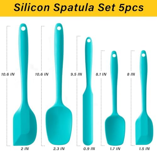 Silicone Spatula Set,5 Piece Food Grade Rubber Spatulas,Mint Green - Image 2