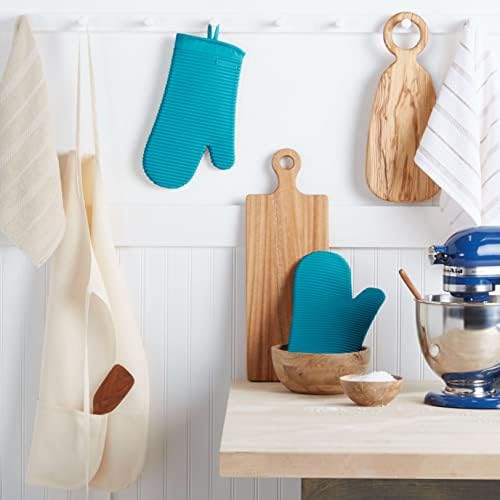 KITCHENAID Ribbed Soft Silicone Oven Mitt 2-Pack Set, 7.5"x13", Ocean Drive - Image 2