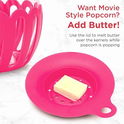 Ecolution Patented Micro-Pop Microwave Popcorn Popper with Temperature Safe Glass, 3-in-1 Lid Measures Kernels and Melts Butter, Made Without BPA, Dishwasher Safe, 3-Quart, Hot Pink - Image 5