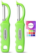 Rainspire Vegetable Peeler Potato Peelers for Kitchen, Sharp Stainless Steel Blades Veggie, Comfortable Handle Fruit Peeler, Carrot Peeler Apple Peeler Dishwasher Safe (2, Green) by Rainspire