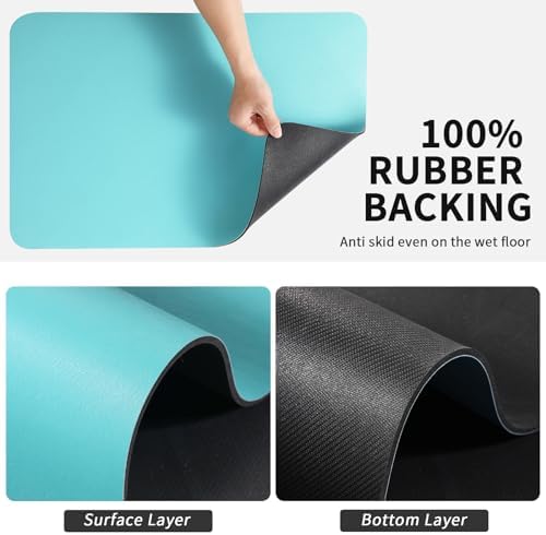 HotLive Dish Drying Mat for Kitchen Counter, Heat Resistant Drainer Mats with Non-slip Rubber Backed, Hide Stain Kitchen Super Absorbent Draining Mat, Easy to Clean Dish Rack Pad, Teal 16"x20" - Image 5