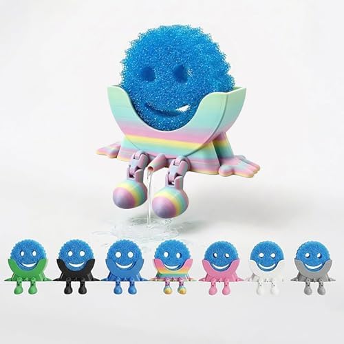 Creative Drainage Sponge Holder: Traceless Glue, 3D Printed Funny Kitchen Sink Holder, Keeps Sponge Dry – for Scrub Daddy (1, Gradient Random) by Bestbuyersmakebestsellers