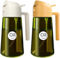 YARRAMATE 2PCS 16oz/470ml Oil Sprayer for Cooking with Stickers, Food-Grade 2 in 1 Olive Oil Dispenser Bottle for Kitchen, Premium Dark Green Glass Oil Bottle for Air Fryer, BBQ(White & Orange) by YARRAMATE