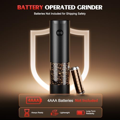 Electric Salt and Pepper Grinder Set Automatic Battery Pepper Mill Shakers Adjustable Coarseness Upgraded Larger Capacity with Led Home and Kitchen Appliances White Elephant Gifts for Women Men - Image 3
