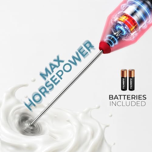 Zulay Kitchen Powerful Milk Frother AA Batteries Included – Ultra Fast Handheld Drink Mixer with Stainless Steel Whisk Stirrer for Coffee, Protein, Matcha & More, Frother Wand Electric Frothmate - Image 3