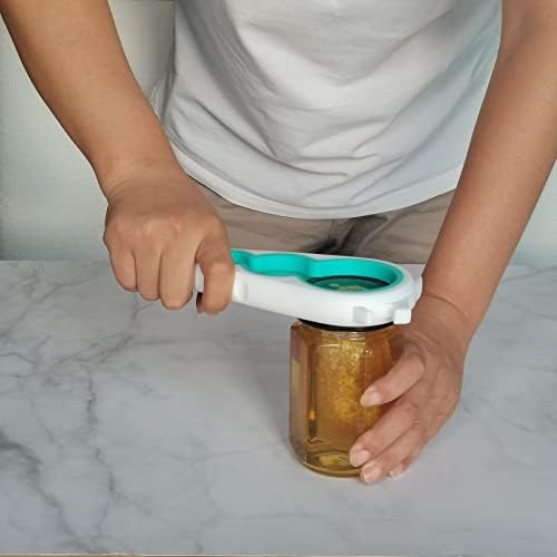 Otstar Jar Opener Bottle Opener and Can Opener for Weak hands, Seniors with Arthritis and Anyone with Low Strength, Mutil Jar Opener Get Lids Off Easily (White and Cyan) - Image 4