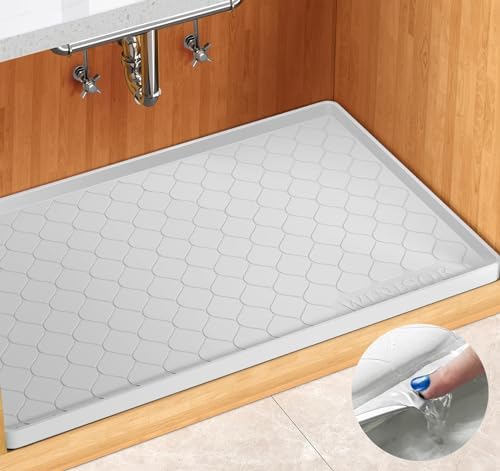Winisok Waterproof Under Sink Mat 25" x 19", Silicone Mat, White by Winisok
