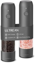 Ultrean Electric Salt and Pepper Grinder Set, Rechargeable,Gray by Ultrean