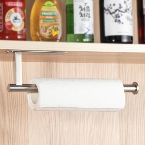 ASTOFLI Paper Towel Holder Under Cabinet No Drilling, Self Adhesive Paper Towel Holder Wall Mount for Kitchen Rack, Under Counter Napin Holder No Drill, RV, 304 Stainless Steel, Silver 2 Pack - Image 6