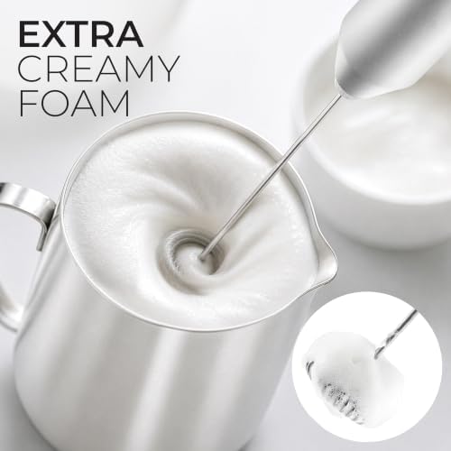 Zulay Kitchen Powerful Milk Frother AA Batteries Included – Ultra Fast Handheld Drink Mixer with Stainless Steel Whisk Stirrer for Coffee, Protein, Matcha & More, Frother Wand Electric Frothmate - Image 2