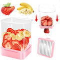 Strawberry Slicer Cup, Fruit Cutter – Quick-Slice, Meal Prep, Pink by GENGCANG