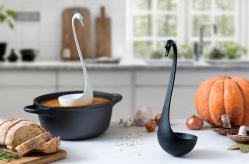 OTOTO Swanky Swan Soup Ladle - Heat Resistant Soup Ladles - Cute Kitchen Accessories, Unique Kitchen Gifts, Fun Cooking Gadgets, Cute gifts (Black) - Image 2