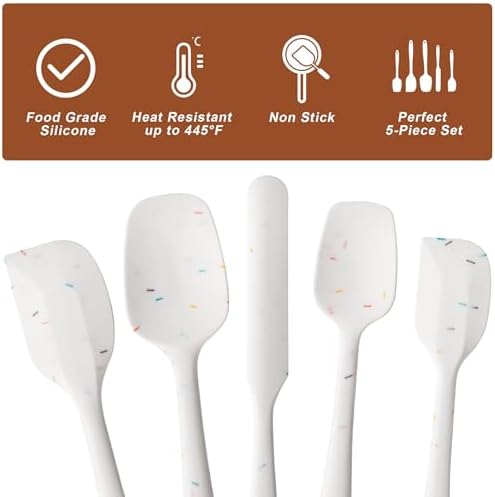 Silicone Spatula Set,5 Piece Food Grade Rubber Spatulas,Candy Color - Image 3