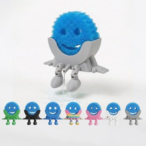 Creative Drainage Sponge Holder: Traceless Glue, 3D Printed Funny Kitchen Sink Holder, Keeps Sponge Dry – for Scrub Daddy (1, Grey) by Bestbuyersmakebestsellers