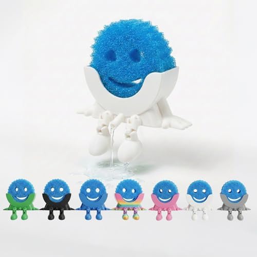 Creative Drainage Sponge Holder: Traceless Glue, 3D Printed Funny Kitchen Sink Holder, Keeps Sponge Dry – for Scrub Daddy (1, White) by Bestbuyersmakebestsellers