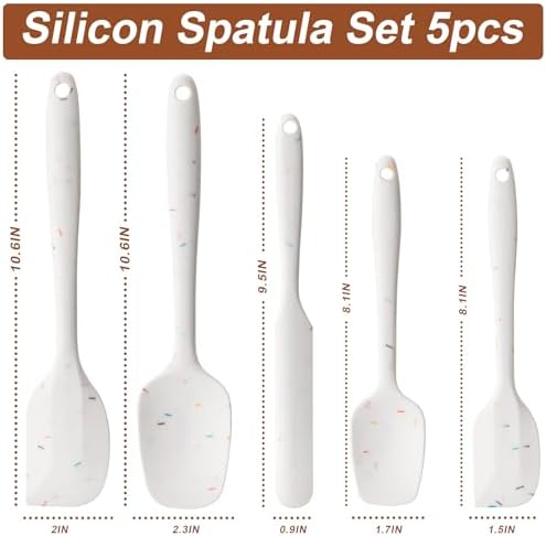 Silicone Spatula Set,5 Piece Food Grade Rubber Spatulas,Candy Color - Image 2
