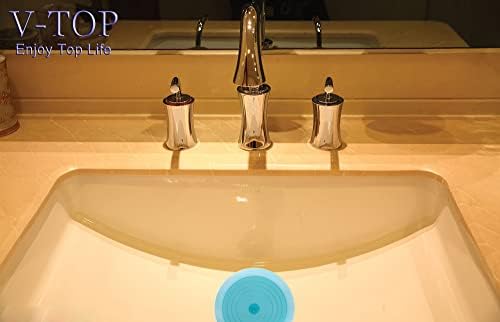 V-TOP Tub Stopper 2 Pack, 6 inches Large Silicone Drain Plug Hair Stopper Flat Suction Cover for Kitchen Bathroom and Laundry (Blue Transparent) - Image 5